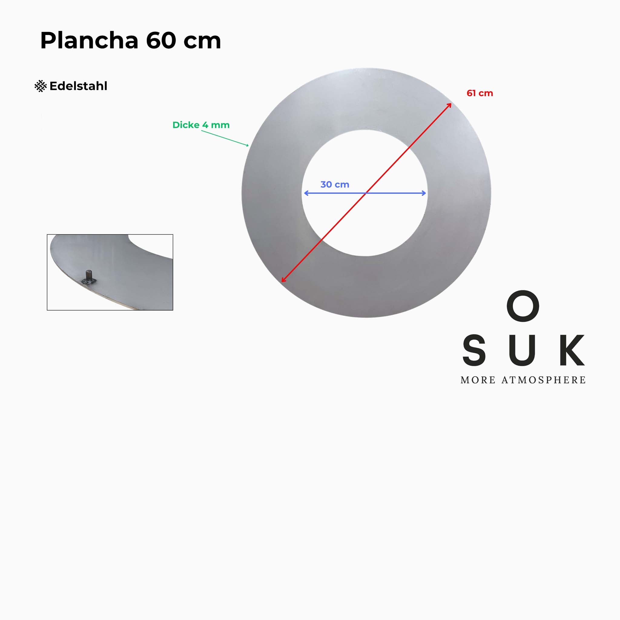 Nerezová grilovací deska kulatá pro ohniště o průměru 60 cm