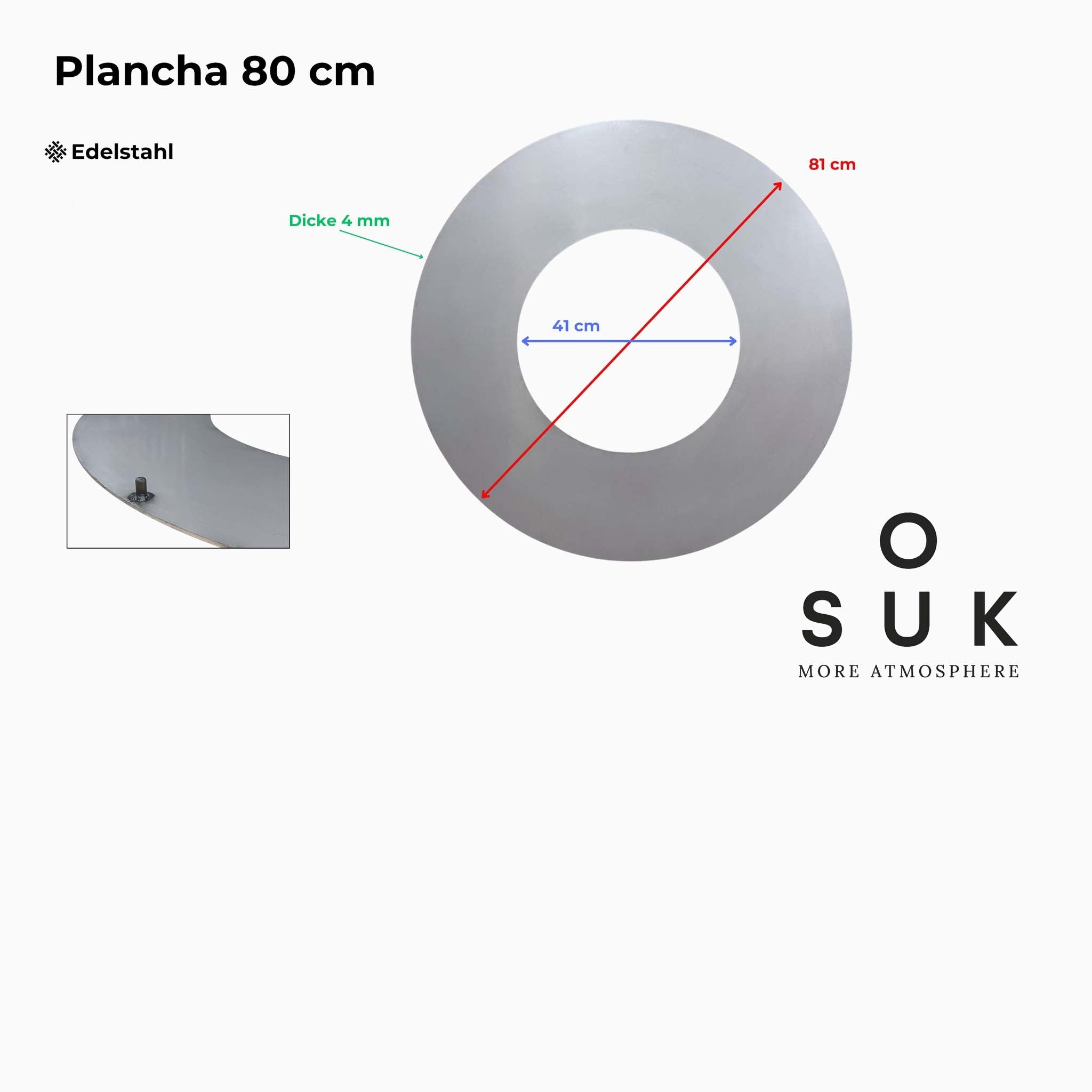 Nerezová grilovací deska kulatá pro ohniště o průměru 80 cm