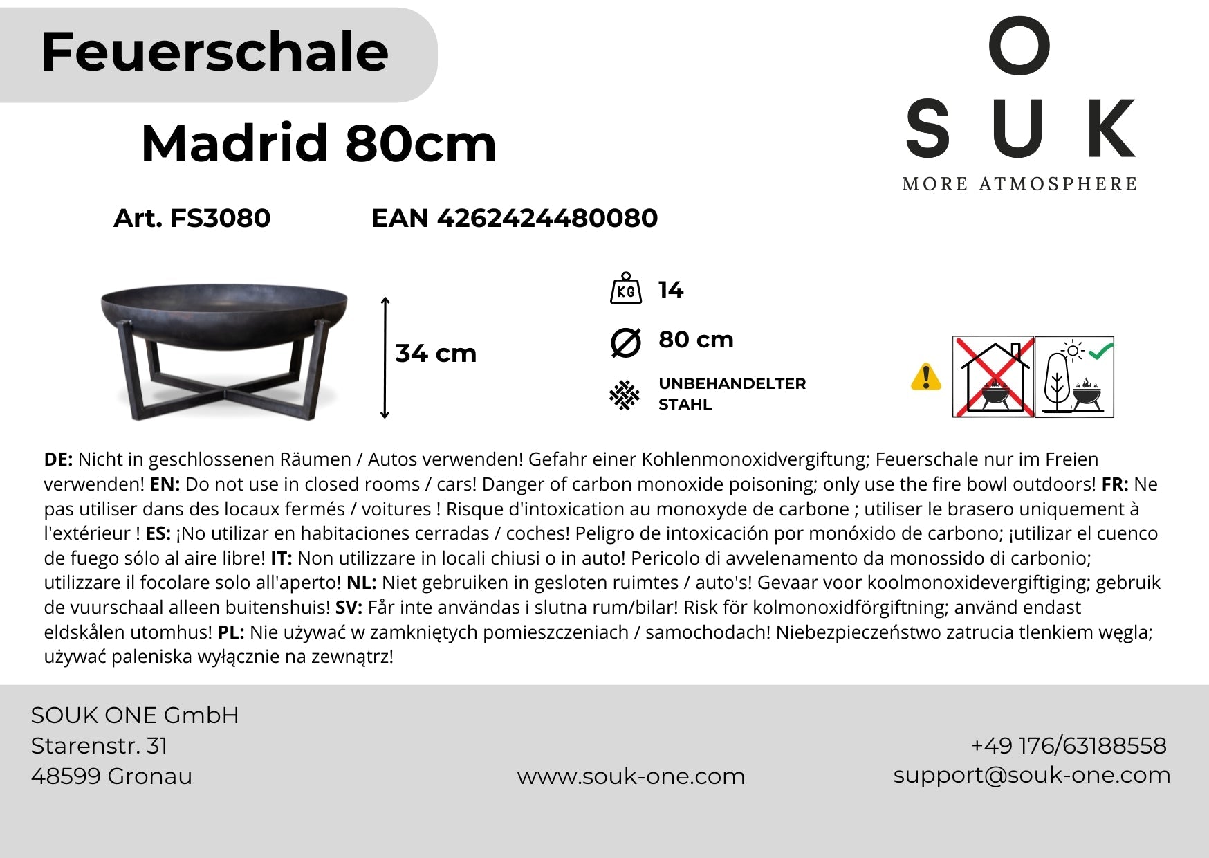 Ohniště 80 cm s podstavcem – Madrid