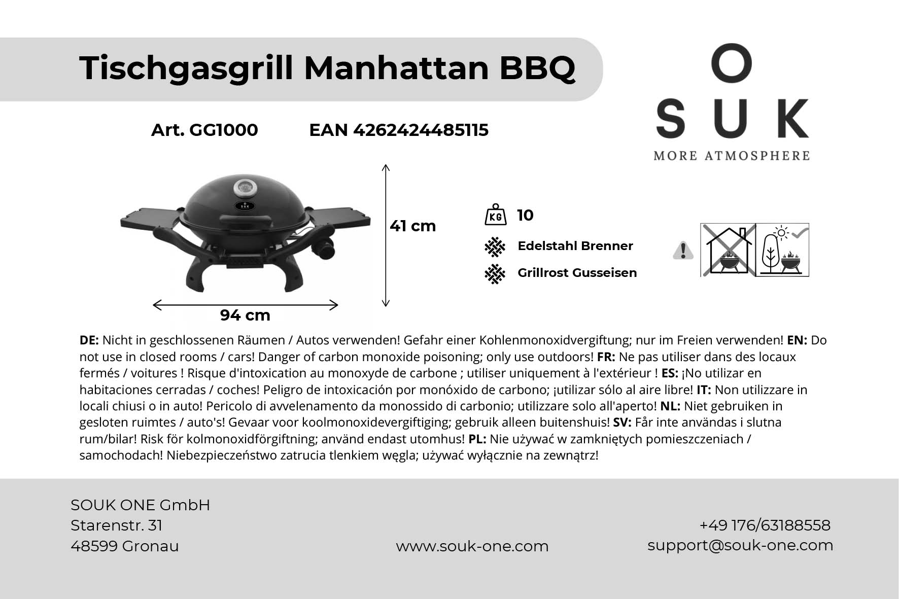 Stolní plynový gril Manhattan