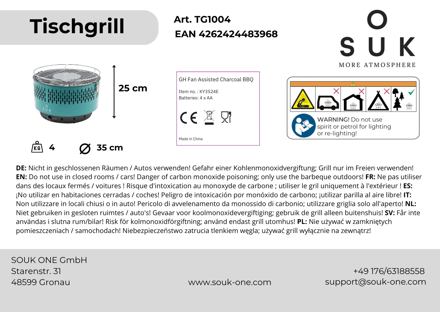 Stolní gril petrolejový s aktivním větráním